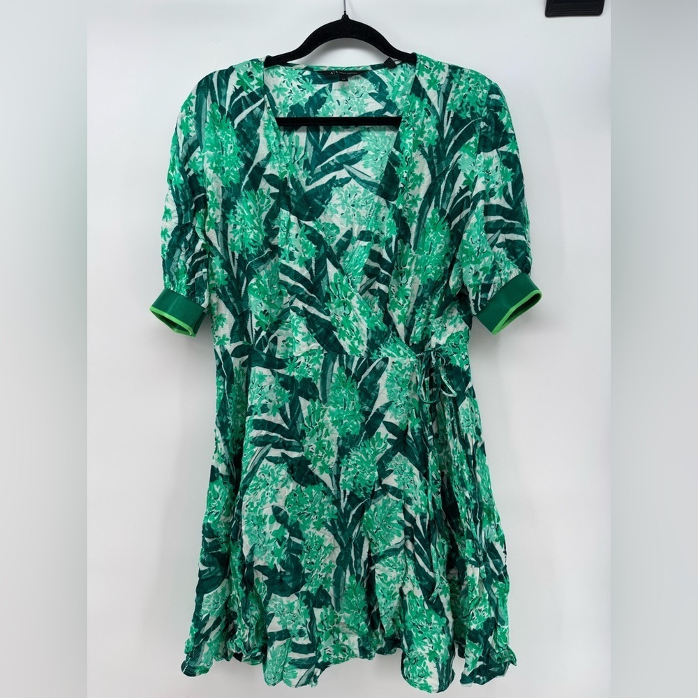Armani Green Floral Wrap Dress Large